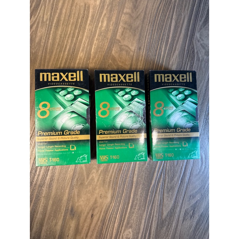 Maxell VHS T-160 Blank Tapes 6‎ Pack Premium Grade 8 Hour New Sealed Lot